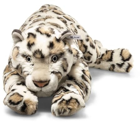 Steiff Parddy Schneeleopard 55cm Creme gefleckt, naturgetreues Kuscheltier, mit geflecktem Fell, aus kuschelweichem Plüsch, Stofftier Katze, weich und beweglich, waschmaschinenfest