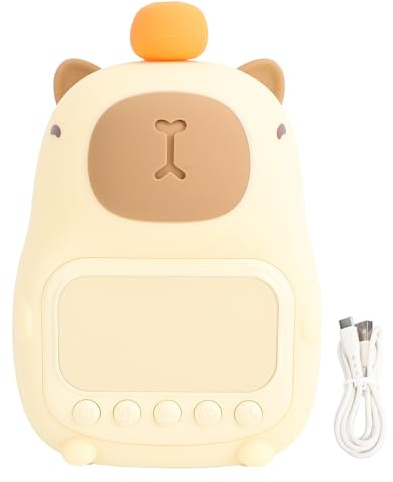 Luqeeg Wecker Nachtlicht, Niedliches Capybara -Design, Sanfte Beleuchtung, Zwei Alarmeinstellungen und USB -wiederaufladbare, Schrittlose Nachtlampe für Kinderzimmer Kinderzimmer,