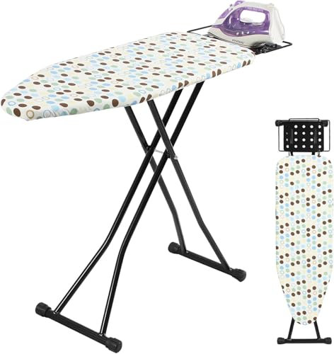 SUNDOY Premium Bügelbrett für Dampfbügelstation, Extra Breite 31x111cm, Höhenverstellbar 62-81cm, 3-lagige Polsterung, Eco-Verpackung, Stabiler Bügeltisch für Zuhause
