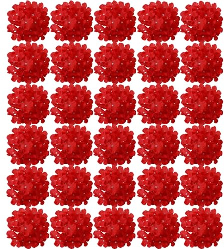 FagusHome Nicht Stielen 30 Stück Künstliche Hortensien BlumeKöpfe 18cm Künstliche Blumen Köpfe Enthält Nicht Stielen Gefälschte Blumen für Deko (Rot)