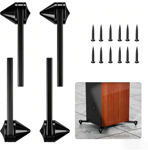 Monosaudio SP1500 High-End Isolationsfüße Lautsprecherspikes, Schwarz | 4er Set, Vibrationsdämpfer, Klangoptimierung, Für Lautsprecher, Verstärker, Plattenspieler, DAC, HiFi-Geräte