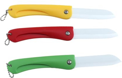 EPIGEIST 3 Stück Faltbares Keramikmesser Scharfes Keramikmesser Für Obst Rostfrei Lebensmittelecht Kompakt Für Küche Camping Und Reisen Schnitthaltig