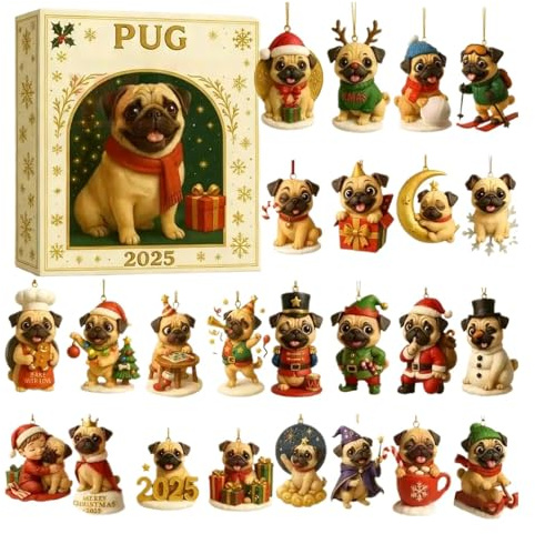 Weihnachts-Countdown-Kalender – 2D-Acryl-Ornament, tägliche Feiertags-Aufregung, Hunde-Weihnachtsschmuck, für Urlaub, Bauernhaus, Wand, Zuhause, saisonale Anzeige aus Acryl-Material sorgt für Kratzer