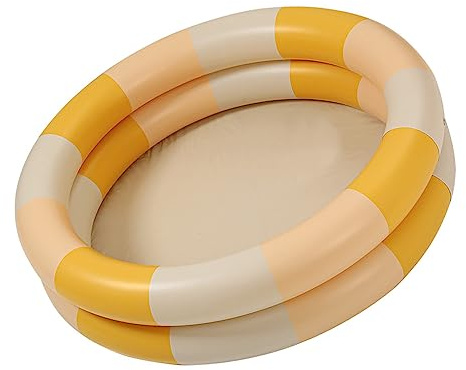Acouto Aufblasbarer Pool, PVC-Baby-Wasserspielbecken Im Retro-Stil für Indoor-Outdoor-Spaß mit Niedlichem Design und Platzsparender Funktion (Gelber Streifen)