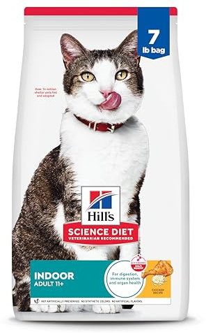 Hill's Science Diet Indoor, Senior Adult 11+, Easy Litter Box Cleanup, Dry Cat Food, Chicken Recipe, 7 lb Bag