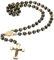 OIDEA Herren Kreuz Rosenkranz Halskette: Maria Jesus Kruzifix Anhänger mit Kugel Kette Gold Schwarz Christian Edelstahl Gummi Y-Kette Religiöser Schmuck Geschenk für Männer Vater Freund