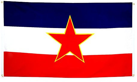 Digni Drapeau de Balcon (avec 4 Oeillets) Yougoslavie Ancien - 90 x 150 cm Sticker Gratuit
