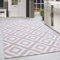 HomebyHome Teppich Wohnzimmer 120x170 cm Rosa und Weiss Moderne Skandinavisch Design - Esszimmer und Schlafzimmer Teppich Kurzflor Teppiche Extra Weich Pflegeleicht - Boho Ethno Carpet Living Room