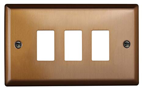 Varilight XYPGY3.BZ Urban Brushed Bronze 3 Gang PowerGrid Plate (Twin Plate)