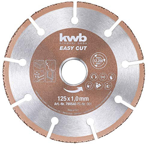 kwb Easy-Cut universal Hartmetall Trennscheibe 125 mm x 1 mm, Flex-Scheibe f. div. Materialien, Bohrung 22,23 mm, 125mm