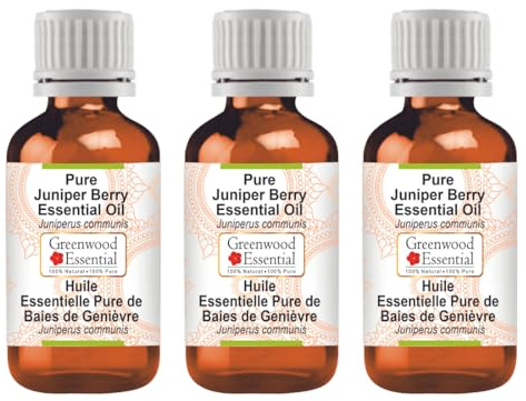 Greenwood Essential Naturreine Ätherisches Wacholderbeerenöl (Juniperus communis) Dampfdestilliert 100ml X 3 (10 oz)