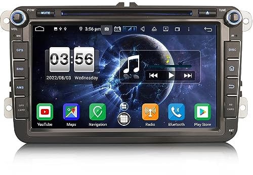 ERISIN 8 Zoll 4GB+64GB 8-Kern Android 14 Autoradio für VW Passat B6 Caddy Golf 5 Golf 6 T5 Tiguan Bora Seat Skoda GPS Navi Carplay Android Auto DSP Bluetooth A2DP WiFi Radio DAB+