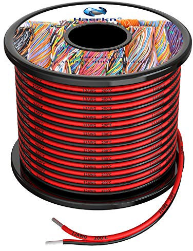 12awg 2x3,3mm² Silikon Elektrischer Draht Kabel sauerstofffrei hochtemperaturbeständiger verseilter verzinnter Kupferdraht, 2x5 Meter