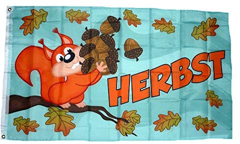 Fahne/Flagge Herbst Eichhörnchen 90 x 150 cm