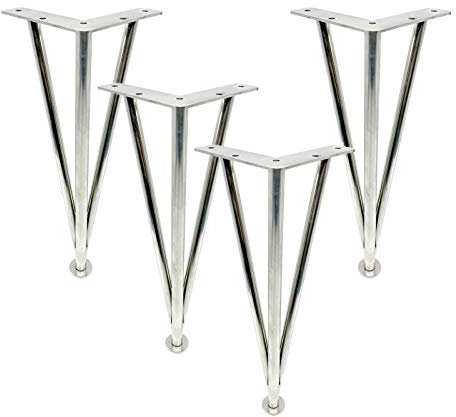 4 Stück Möbelfüße Einstellbar Möbelfüsse Dreieck Stützbeine Ersatz Rostfreier Stahl Möbelbeine Metallfuß für Bett Sofa und Nachttisch Füße Arbeitsplatte Schreibtisch Tischbeine Beine,Silber(35cm)