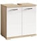 byLIVING Waschbeckenunterschrank Nebraska/Sonoma Eiche-Optik hell-braun / 2 Türen Hochglanz weiß lackiert/Bad Waschtisch Unterschrank stehend/WABU 2-türig/B 60, H 59, T 31,5 cm