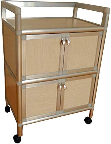 YGCBL Multifunktionaler Aufbewahrungswagen, Getränke-Food-Service-Tablett-Wagen Edelstahl 3-Stöckiger Mobiler Doppelstock-Spind Holz Quadratischer Universal-Radaufbewahrung, Kapazität 40 Kg Küchen-Au