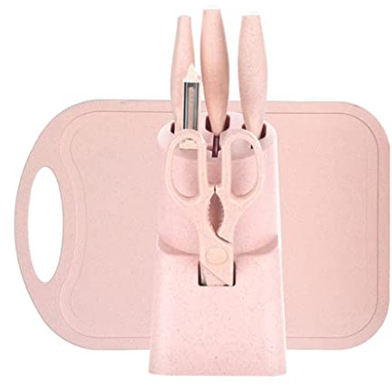 DFDFSFG Knife Block Complete Set Knife Block，Countertop Knife Holder With Small Cutting Board Knives/scissors Kitchen Household Security Storage Orderly (Color : Pink-8.7)