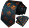 HISDERN Krawatte Blau Herren Elegant Floral Hochzeit Krawatten mit Einstecktuch Klassisch Business Party Paisley Blumen Krawatte & Taschentuch Set