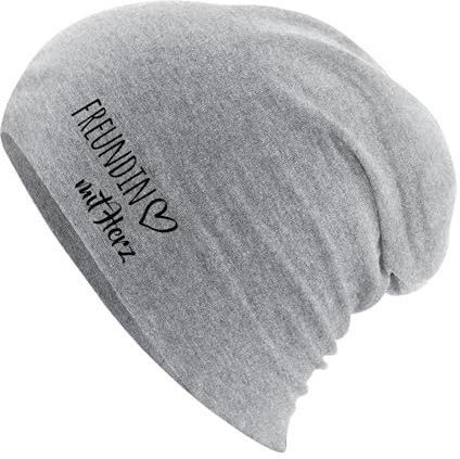 Huuraa Mütze Freundin mit Herz Geschenk Heather Grey Freundin Accessoire