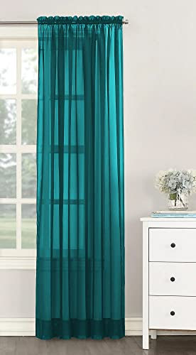 NetCurtainsUK Single Plain Voile Net Curtain Sheer Panels Slot Top Heading (Teal, 140cm (55'') Wide x 229cm (90'') Drop) (HMPVP01)
