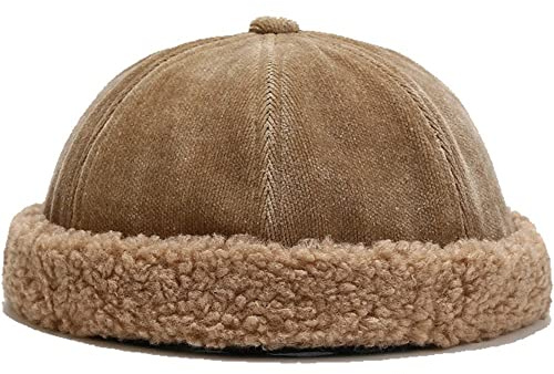 vepoty Winter Beanie Hat Brimless Docker Hat Soft Landlord Hat Outdoor Warm Docker Cap Rolled Cuff Harbour Hat