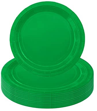 16 Pièces Assiettes Jetables Vert Assiettes Dessert Carton,Assiette Jetable 23cm Vaisselle Jetable Vert Carton,Assiette Jetable pour Camping,Pique-niques,Fêtes,Barbecues,Anniversaire Fille Garçon