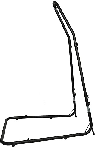 Support Chaise Suspendue avec/sans Chaise, Fauteuil Suspendu sur Pied, Support Hamac en Métal, Porte Chaise Suspendue Autoportante, Charge Jusqu'à 150 kg (Noir (200-250) cm Forme de L Seul Support)
