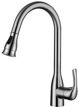 Grifo mezclador de cocina con rociador extraíble, Grifo de cocina de acero inoxidable Grifo monomando para fregadero de cocina de níquel cepillado Grifos de cocina giratorios de 360° con roc