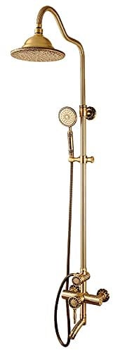 ZEDARO Vintage-Duscharmatur-Set, Messing, 8-Zoll-Regendusche und Handbrause, Badewannen-Dusch-Mischbatterie, Dreifachfunktion, an der Wand befestigtes Badezimmer-Duschsystem, Antik