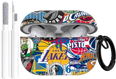 Gedicht for Airpods Pro 2nd Generation Case Cute Sports Basketball Football, Protective TPU Soft Cases Cover Rugged for Apple Airpod Pro 2 with Keychain for Women Men，Basketball