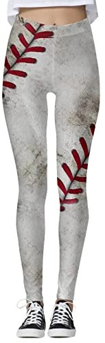 Leggings Hoher Damen Kuh Baseball Print Strumpfhosen Leggings Control Yoga Sport Leggings für Damen Leggings mit hoher Taille Rucksack Kinder Jungs (Grey, M)