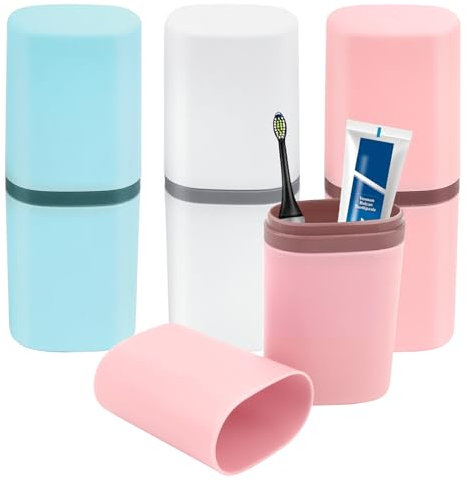Porta Spazzolino da Viaggio, 3 Pezzi Portaspazzolino Portatile Custodi, Custodia per Spazzolino in Plastica, Porta Dentifricio per Campeggio Viaggi Escursioni Casa