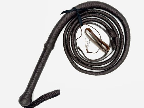 Generisch Bullwhip Fouet en cuir véritable Marron 3FT à 10FT, fait à la main avec 12 brins (92 cm)