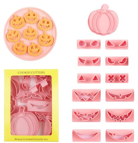 YEJAHY 13 formine per biscotti per Halloween, formine per biscotti a forma di zucca, formine per biscotti 3D, formine per biscotti, dolci, per accessori per feste di Halloween, decorazioni (A)