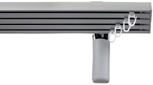 Garesa Gardinenschiene Flächenvorhangschiene Smart, 4-läufig, Alu Natur I Alu Vorhangschiene inkl. Gleiter I Wandmontage I Auch für schwere Vorhänge I 200cm