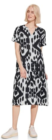 Street One Damen Midikleid mit Volants Black,36