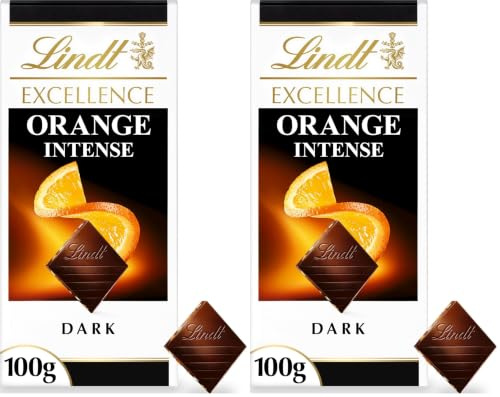 Lindt Excellence Dark Orange Chocolate Bar Each, 100 g (Pack of 2)
