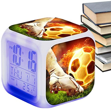 Hemousy Sveglia per Bambini | Sveglia Digitale per Bambini | Orologi per Bambini per camerette | Orologio da Calcio Luminoso con Display a LED novità Sveglia da Calcio per Ragazzi