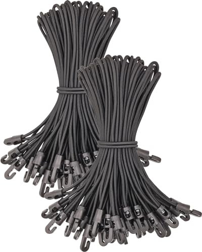 WMZOBH Spanngummi mit Haken 100 Stück - Expander mit Haken 25 cm, Planenspanner Gummispanner mit Haken für Camping Planen (Schwarz)