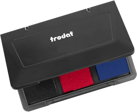 Trodat 9051 Stempelkissen schwarz/rot/blau für Creative Mini & vintage | optimal für Trodat Vintage und Creative Mini, Kissengröße 9x5 cm, dokumentenecht