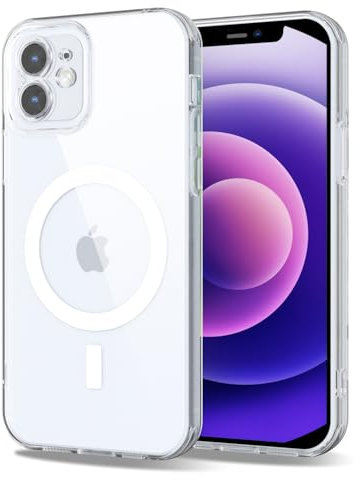 Svanove for iPhone 12 Mini Case Clear Compatible with Magsafe, Transparent Magnetic Magnet Mag Case, Cute Slim Thin Silicone Grip & Shockproof Camera Cover Drop Protection Bumper, Clear
