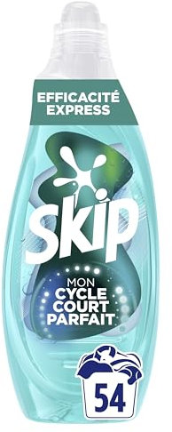 Skip Lessive liquide Mon Cycle Court Parfait Efficacité Express - 54 lavages - 1ère lessive conçue pour cycle court, efficace dès 15minutes