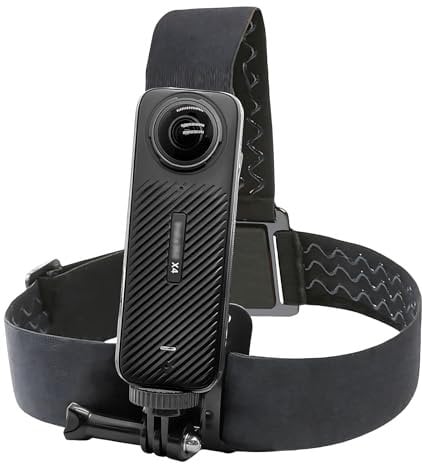 Head Strap Mount for Insta 360 X4 X3 X2 X ACE Pro ONE RS R GO 2 3, Hat headband Mount Compatible with GoPro Hero 12 11 10 9 8 7 Silver White 6 5 4 Session, 3+ Fusion Max, DJI Osmo Action 2 3 4 Cameras