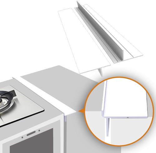 Foldable Stove Gap Filler Kitchen Counter Range Guards 25inch,Silicone Stove Gap Covers Electric Stoves Gap Filler Oven Side Sealing Strip Between Countertop and Stovetop Pack 2 (White)