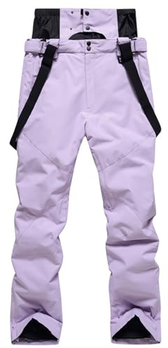 BOTCAM Women's Snow Pants with Suspenders - Snowboard Pants Thermal Waterproof Thermal Hiking Winter Ski Trousers Outdoor Windproof Ski Trousers, lilac, M