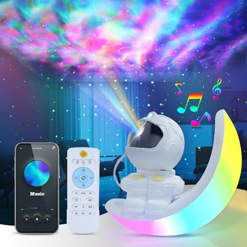 ASTRAEA Star Projector with Astronaut Galaxy Projector with Built-in Speaker, LED Moonlight for Bedroom with Timer and Remote Control, Room Decoration