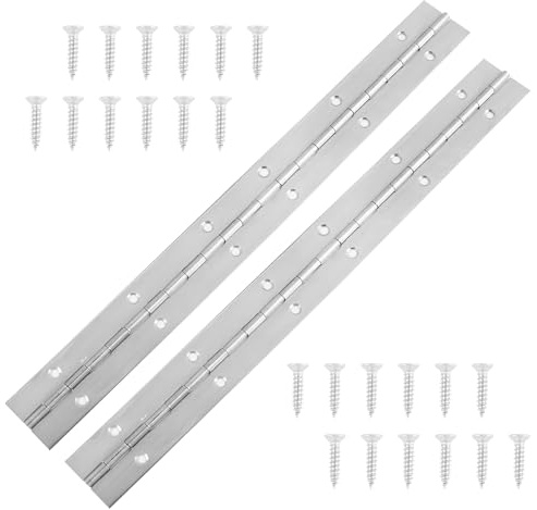 ANNASAMDO Klavierscharnier Edelstahl, 30cm 2 Stück Edelstahl Scharnier Stangenscharnier mit 24 Schrauben Für Klaviere, Schranktüren, Aufbewahrungs Box, Bootsmöbel