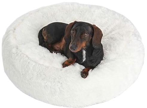 ZOOPLUS Original Hundebett Flocke | mit viscoelastischen Flocken | sehr weich und gemütlich | Nestchen für Hunde | waschbar mit Reißverschluss | Farbe: weiß (Durchmesser: 65cm x Höhe: 20cm)