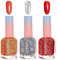 Glitter Nail Polish Set - Red Nail Varnish Sets - 3PCS Sparkly Nail Polish Quick Dry - Red Silver Coral Nail Polish - Red Iridescent Nail Polish No Bake Long Last for Nail Art Home